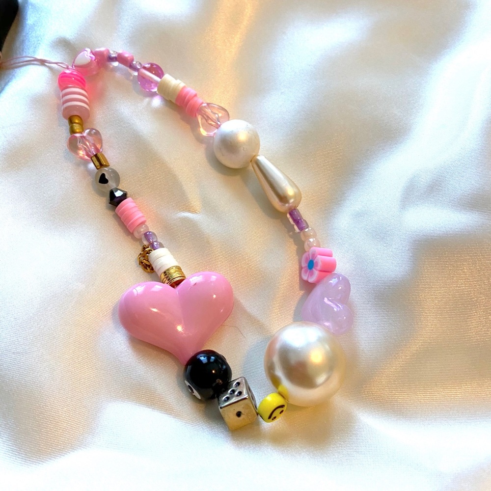 Beaded phone charm with super cute beads!